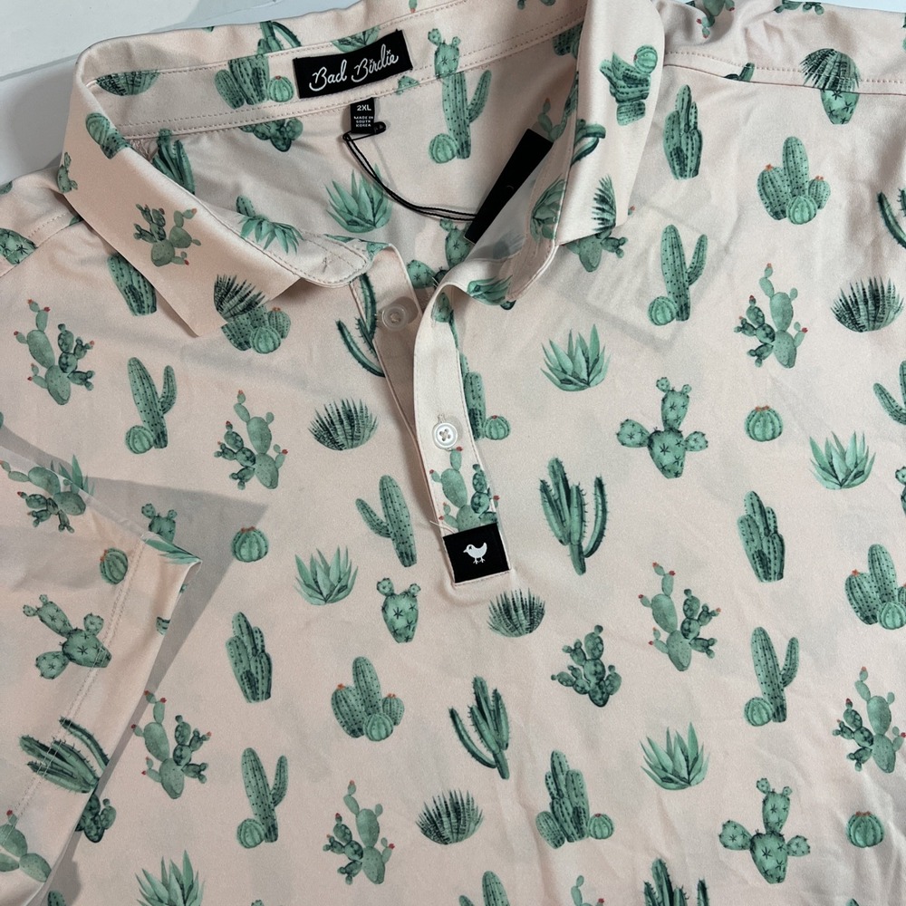 Bad Birdie Mens Golf Performance Polo Shirt Sz XXL Thorn In Your Side Cactus-New